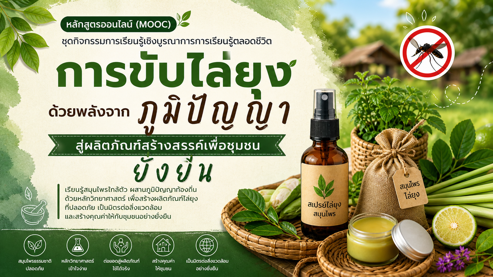 การขับไล่ยุงด้วยพลังจากภูมิปัญญาสู่ผลิตภัณฑ์สร้างสรรค์เพื่อชุมชน
