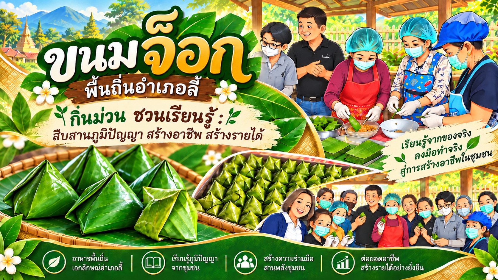 “ขนมจ็อกพื้นถิ่นอำเภอลี้ กิ๋นม่วน ชวนเรียนรู้ : สืบสานภูมิปัญญา สร้างอาชีพ สร้างรายได้”