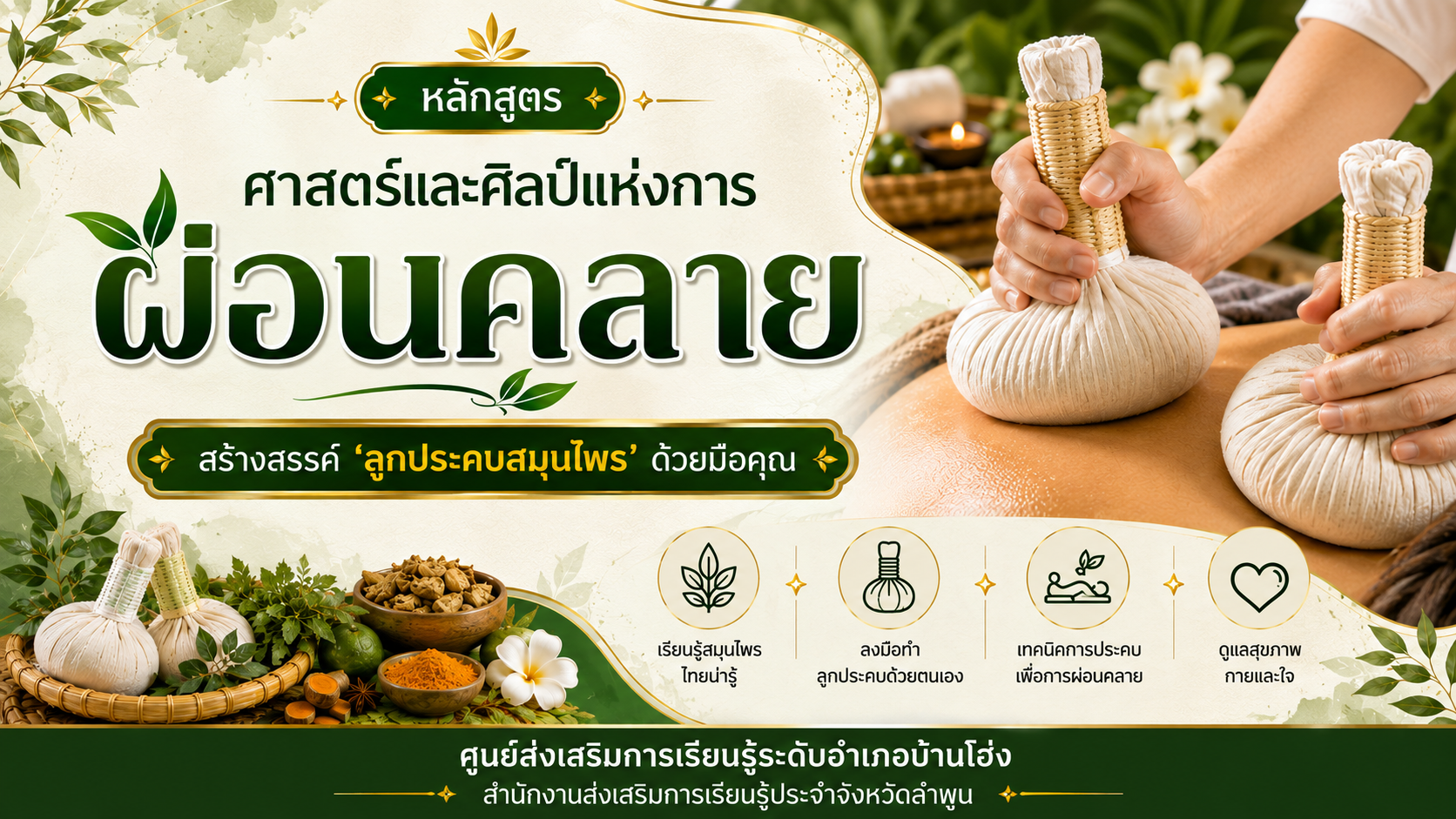 หลักสูตร ศาสตร์และศิลป์แห่งการผ่อนคลาย: สร้างสรรค์ 'ลูกประคบสมุนไพร' ด้วยมือคุณ